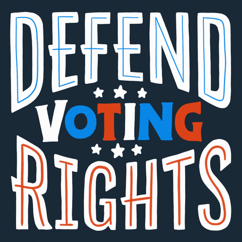A gif of the words "Defend voting rights".